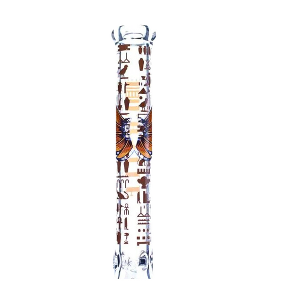 Decorative glass vase with artistic design on a white background