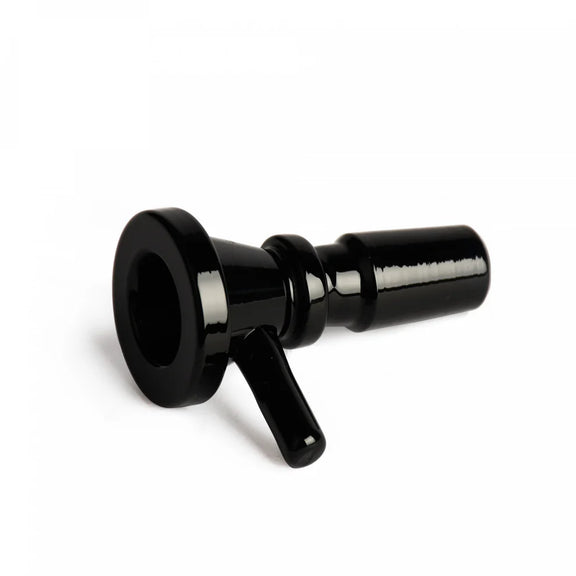 Black metal valve stem on a white background