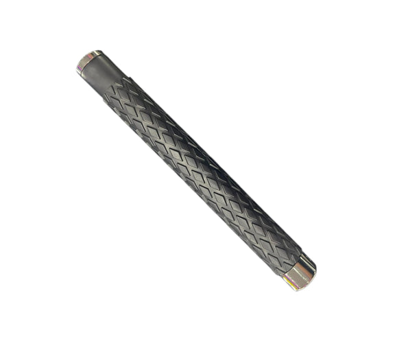 Black textured pen on a white background