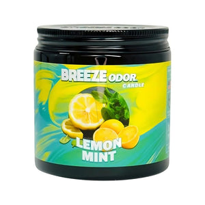 Breeze Odor Candle container with lemon and mint graphics on a white background