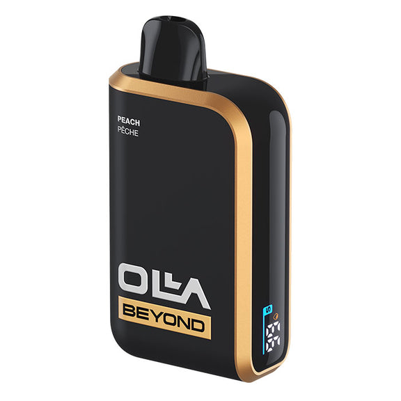 Black and gold Olia Beyond vape device on a white background