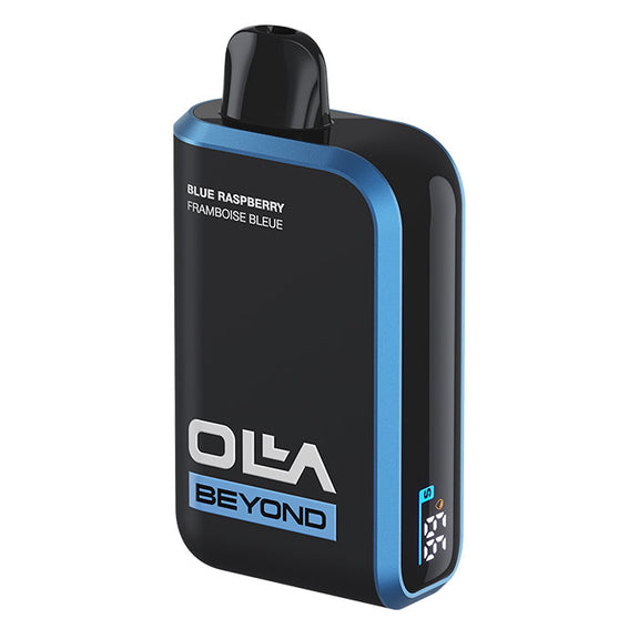 Black and blue vape device with 'OLIVA BEYOND' branding on a white background