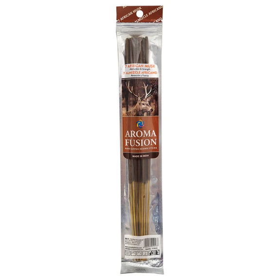 Packaged incense sticks with Aroma Fusion branding on a white background