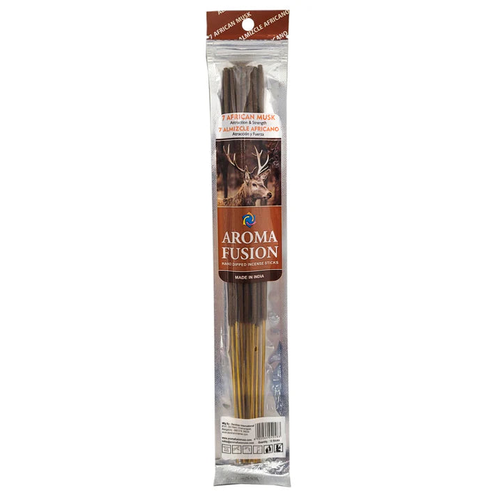 Packaged incense sticks with Aroma Fusion branding on a white background