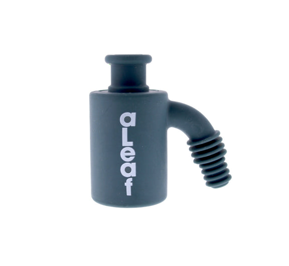 Dark gray silicone adapter with 'aLeaf' branding on a white background