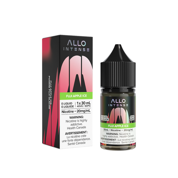 Allo Intense Fuji Apple Ice e-liquid bottle and packaging on a white background