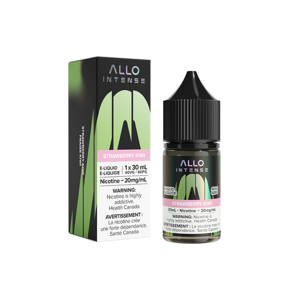 Allo Intense Strawberry Kiwi e-liquid bottle and packaging on a white background