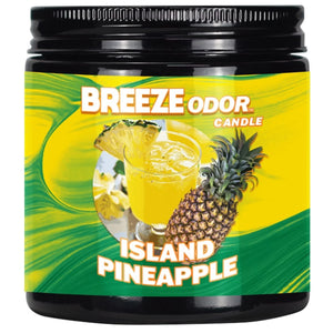Breeze Odor Candle Island Pineapple with pineapple and juice graphic on yellow and green label