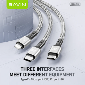Bavin cable with three interfaces on a light gray background