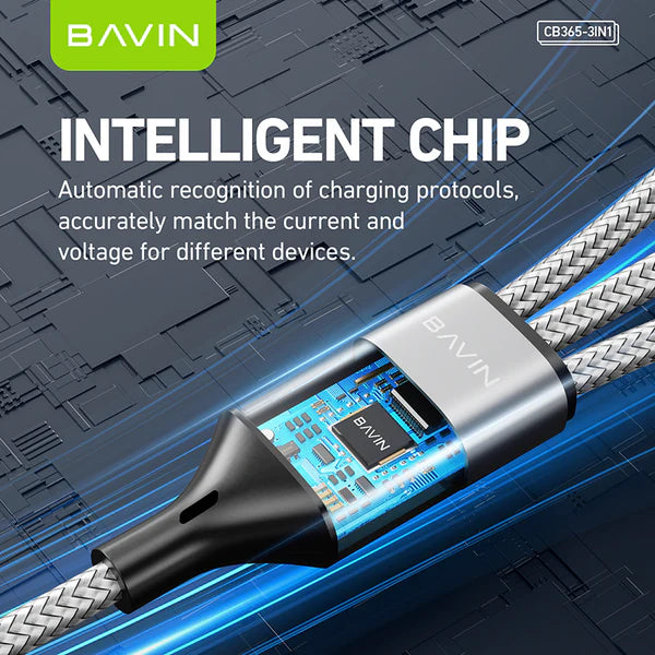Bavin cable with an intelligent chip on a technical background