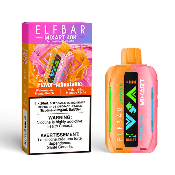 Elf Bar Mixart vape device and packaging on a white background
