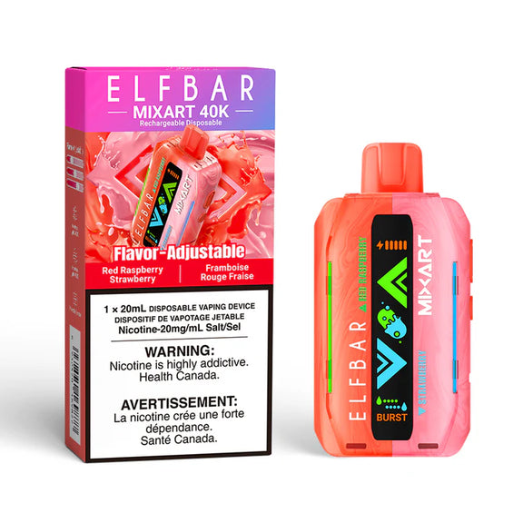 Elf Bar Mixart 40K vape device and packaging on a white background