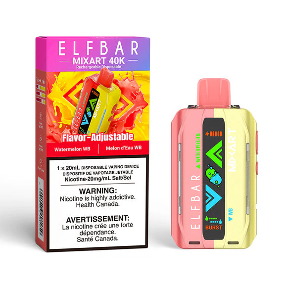 Elf Bar vape device and packaging on a white background