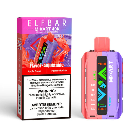 Elf Bar Mixart vape device and packaging on a white background