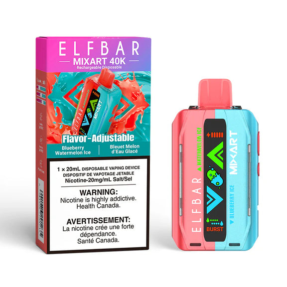 Elf Bar Mixart 40K vape device and packaging on a white background