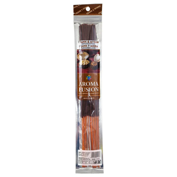 Packaged incense sticks with Aroma Fusion branding on a white background