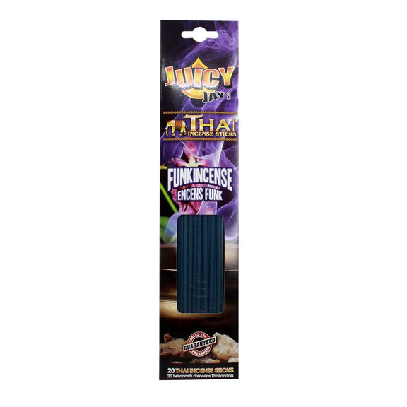 Pack of Juicy Jay's Thai Incense Sticks with Funkincense flavor on a white background