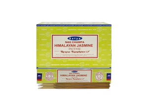Box of Satya Nag Champa Himalayan Jasmine incense sticks on a white background