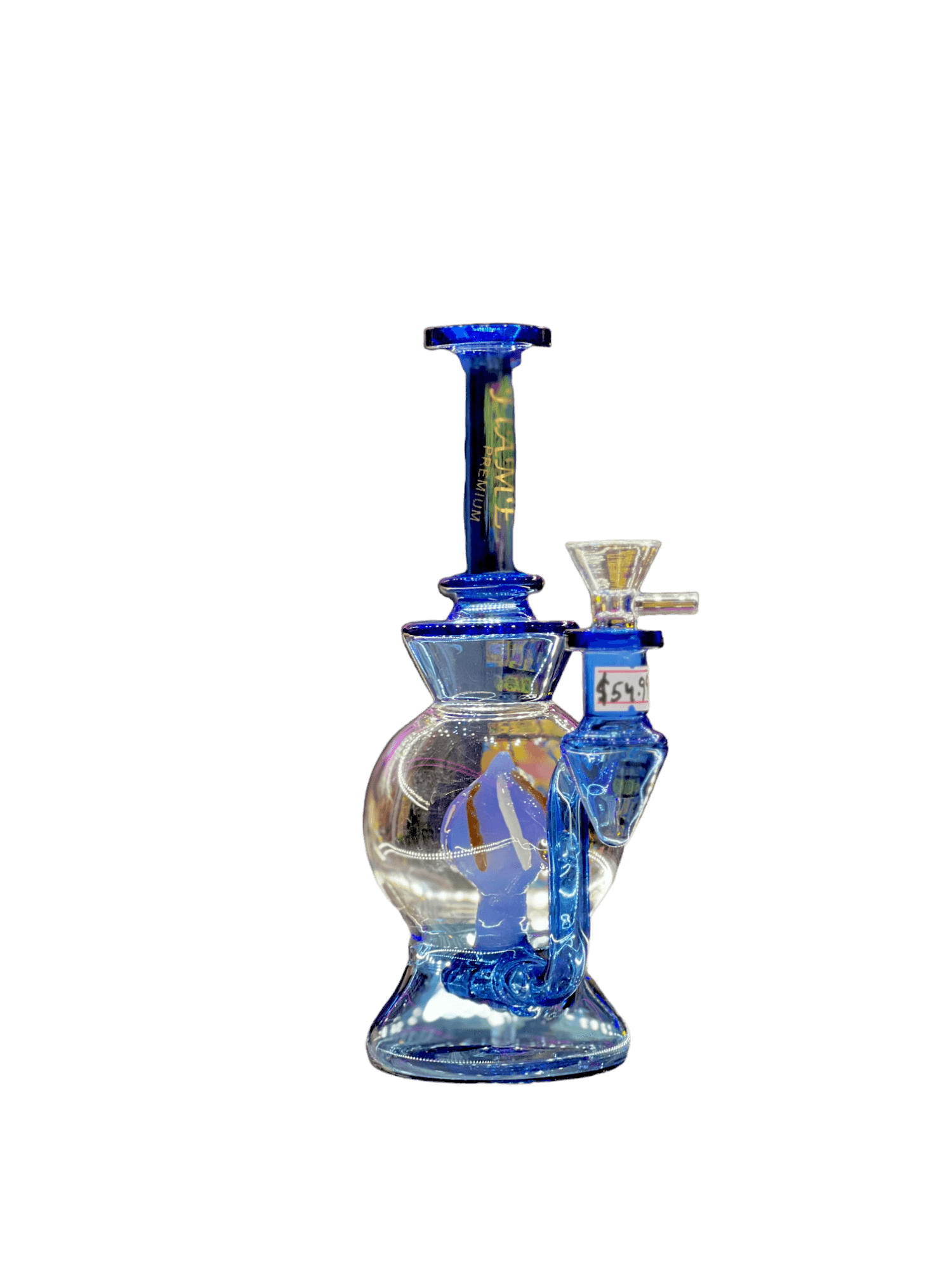 9 inch Dark Blue Recycler Bong - Trendies Smoke and Vape
