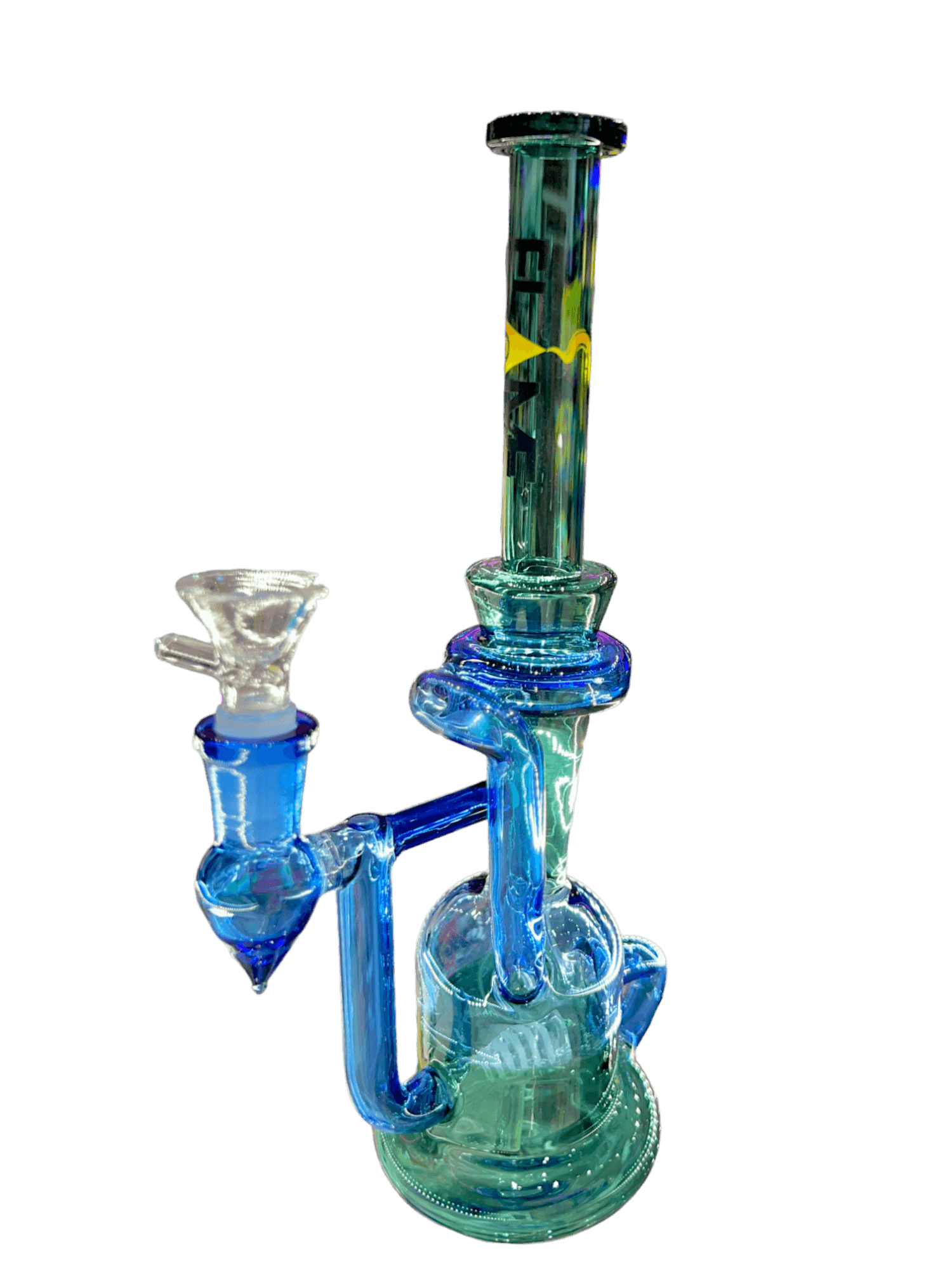 12 INCH TALL A-LINE PERC RECYCLER ANGLE BOWL STEM AND CHAMBER STEM - Trendies Smoke and Vape