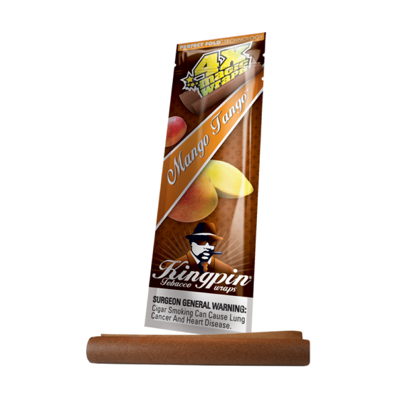 Kingpin Mango Tango smoke wrap packaging on a white background