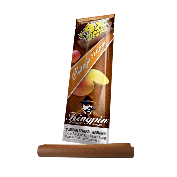 Kingpin Mango Tango smoke wrap packaging on a white background