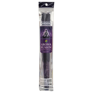 Packaged incense sticks with 'Aroma Fusion' branding on a white background