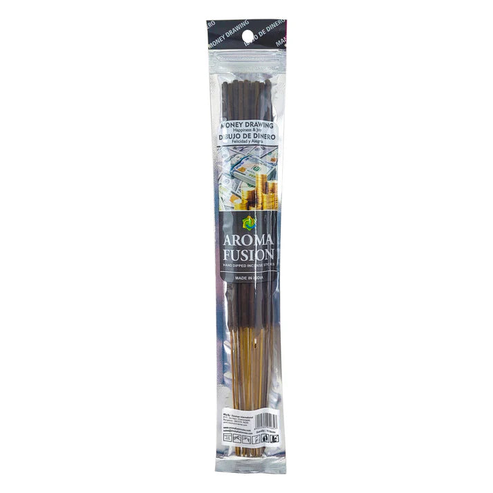 Packaged incense sticks with 'Aroma Fusion' branding on a white background