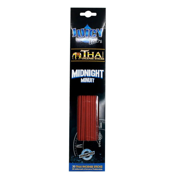 Pack of Juicy Thai Incense Sticks with 'Midnight Minut' flavor on a white background