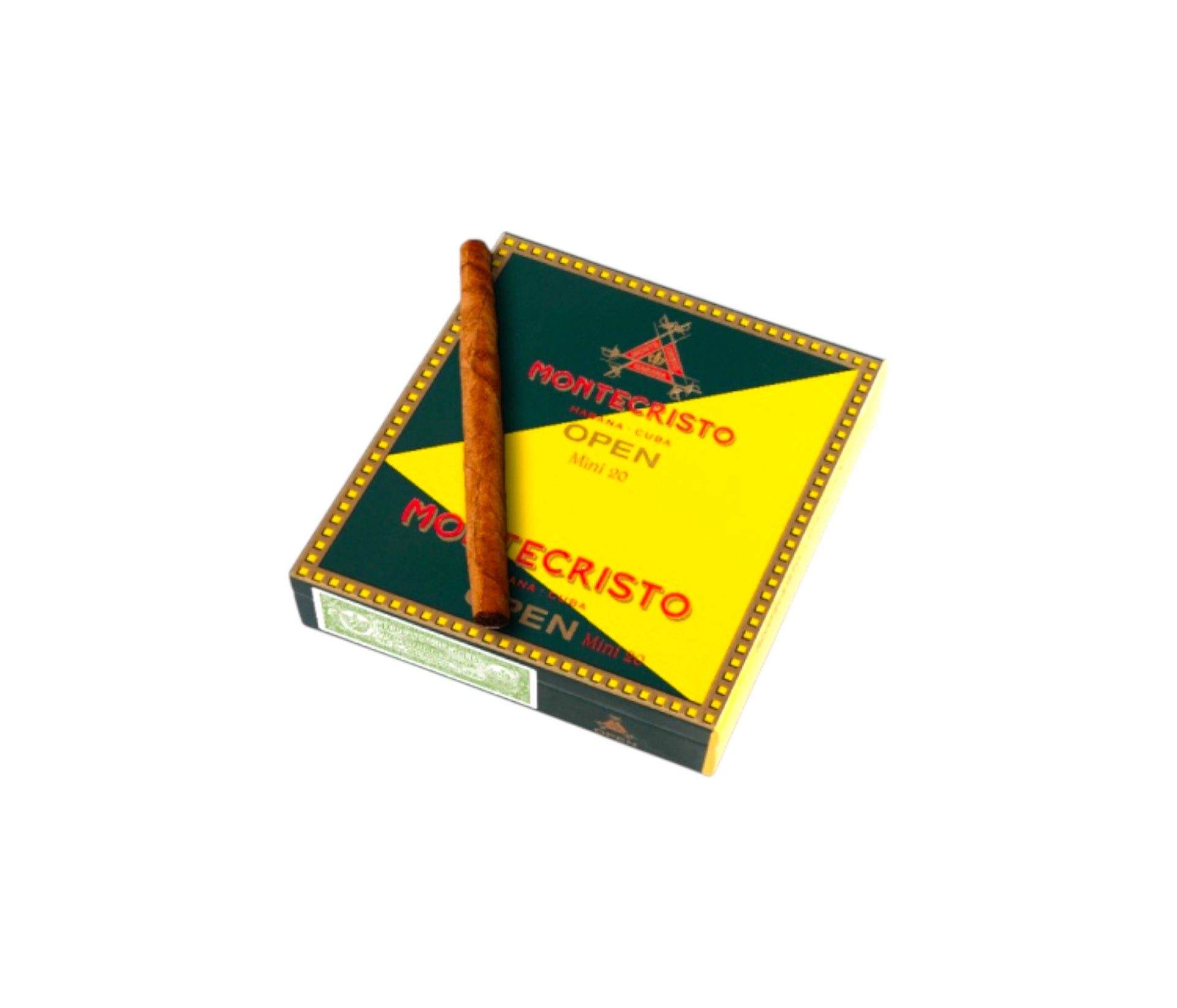 Montecristo cigar with open box on a white background