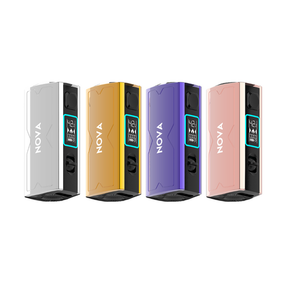Four Nova electronic devices in different colors on a white background