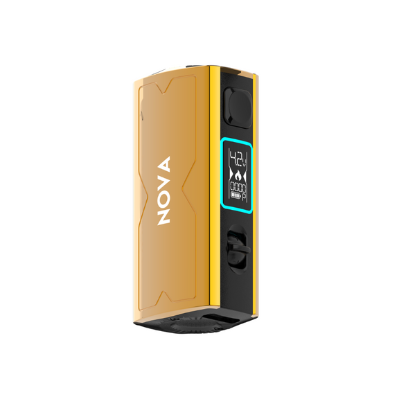 Yellow electronic device with 'NOVA' branding on a white background