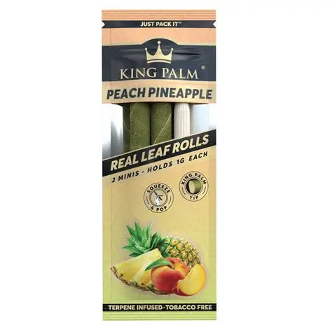 King Palm Peach Pineapple real leaf rolls packaging on a white background