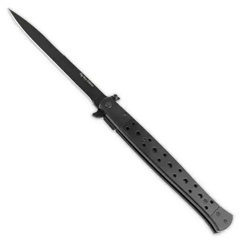 13" Black Spring Assisted Stiletto Tactical Folding Pocket Knife Blade