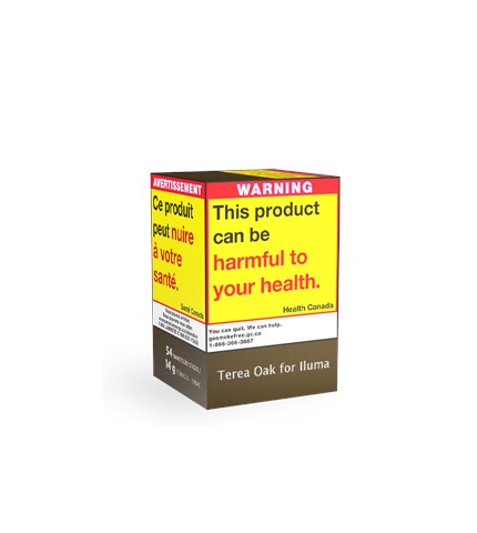 Teresa Oak for Iluma product packaging with warning label on a white background