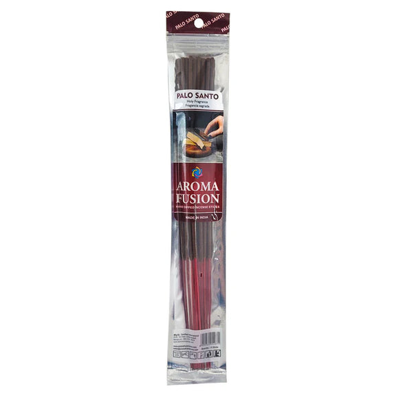 Packaged Palo Santo incense sticks with Aroma Fusion branding on a white background