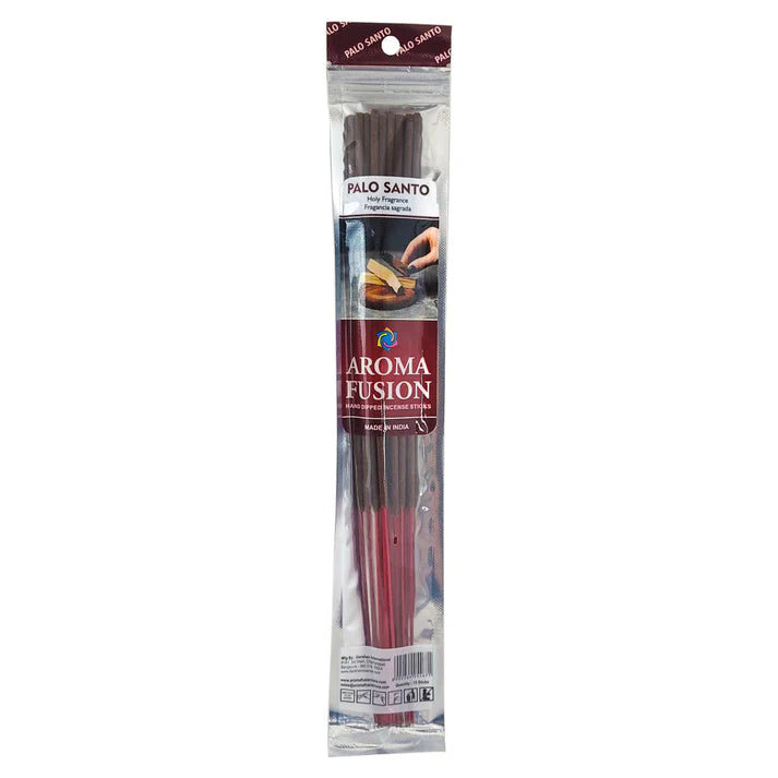 Packaged Palo Santo incense sticks with Aroma Fusion branding on a white background