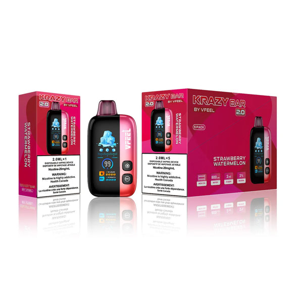 Krazy Bar by Vfeel vape device and packaging on a white background