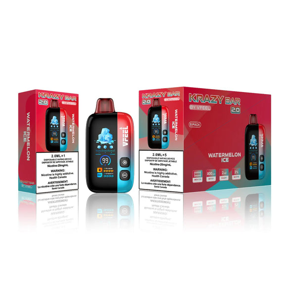 Krazy Bar vape device and packaging on a white background