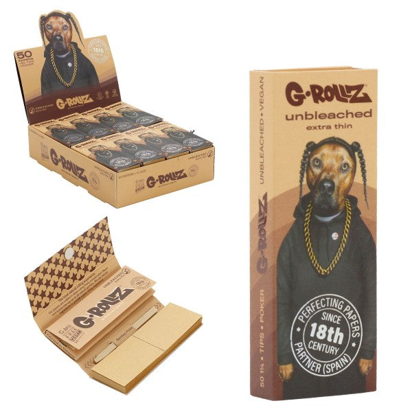 G-Rollz Pets Rock 'Rap' Unbleached 11/4 Rolling Paper + Tips