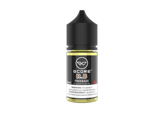 Gcore R&B Freebase vape juice bottle on a white background