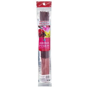 Packaged incense sticks with Aroma Fusion branding on a white background