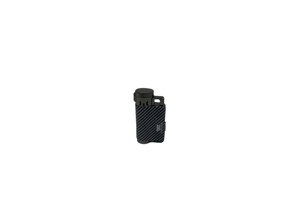 Black lighter with textured surface on a white background