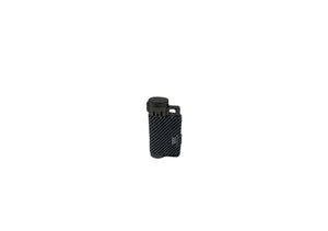 Black lighter with textured surface on a white background
