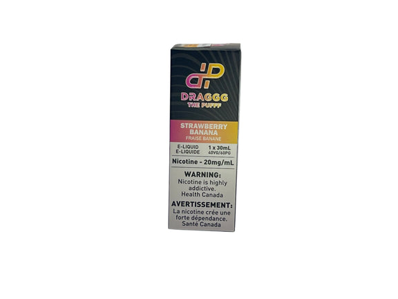 Draggg e-liquid packaging with strawberry banana flavor on a white background