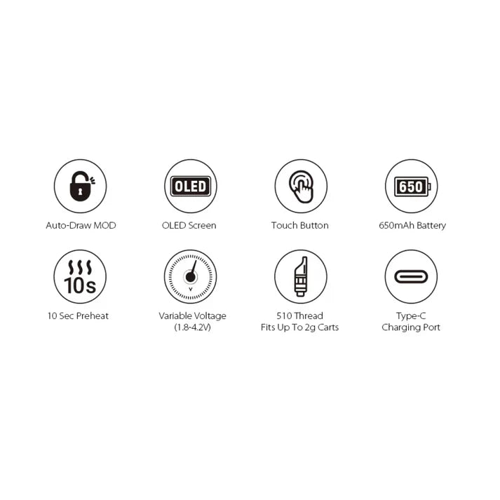 List of features with icons and text on a white background