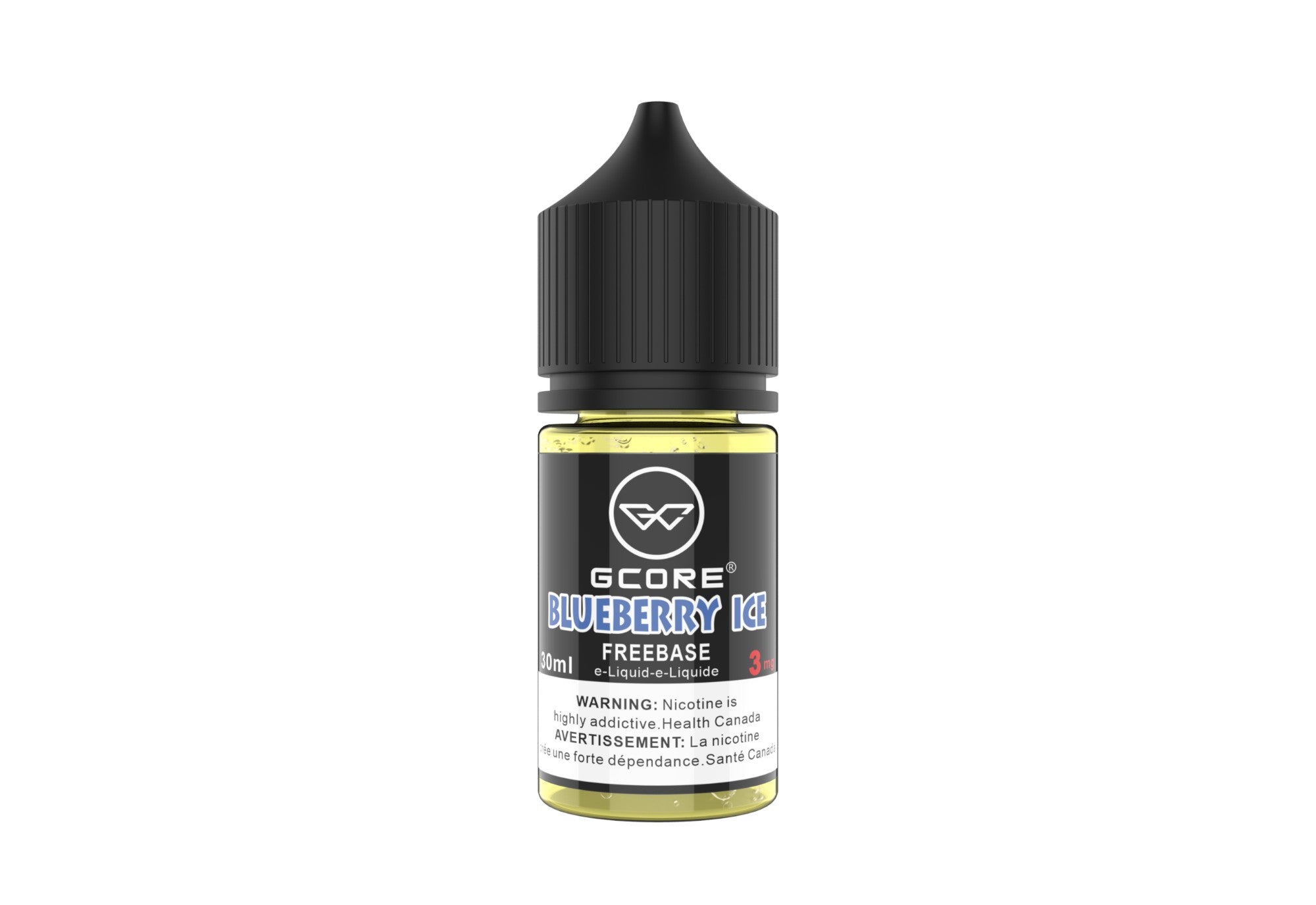 Vape juice bottle labeled 'Blueberry Ice' on a white background
