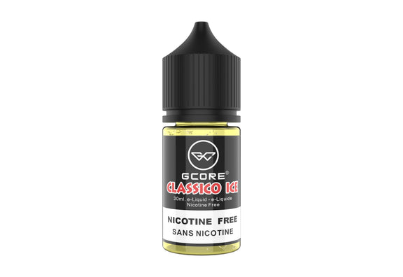 Vape juice bottle labeled 'Gcore Classic Ice' on a white background