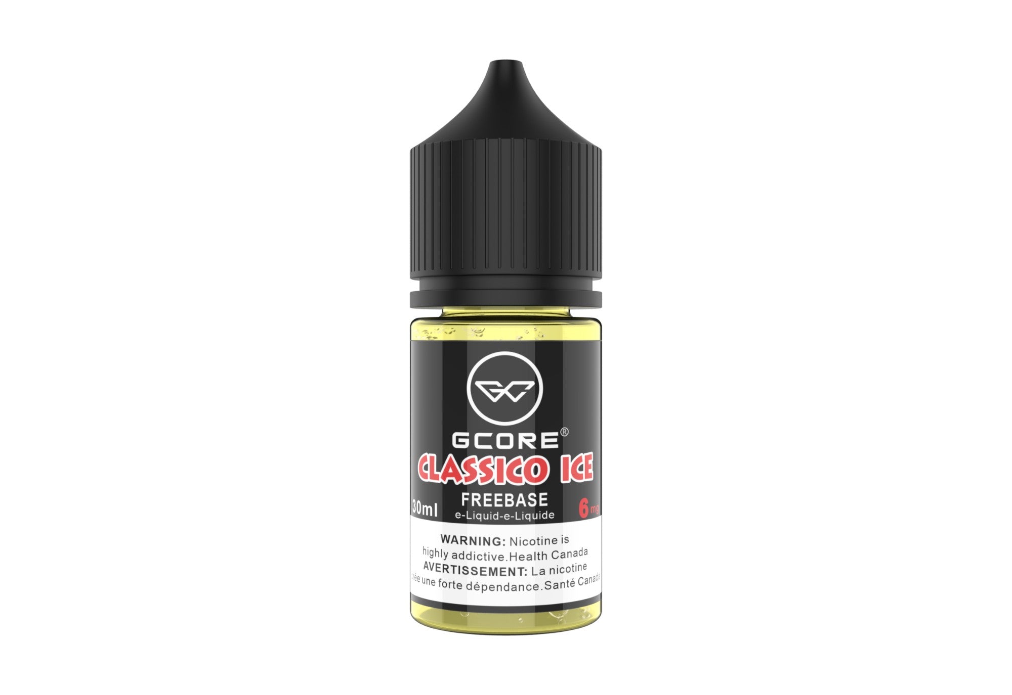 Gcore Classic Ice Freebase e-liquid bottle on a white background