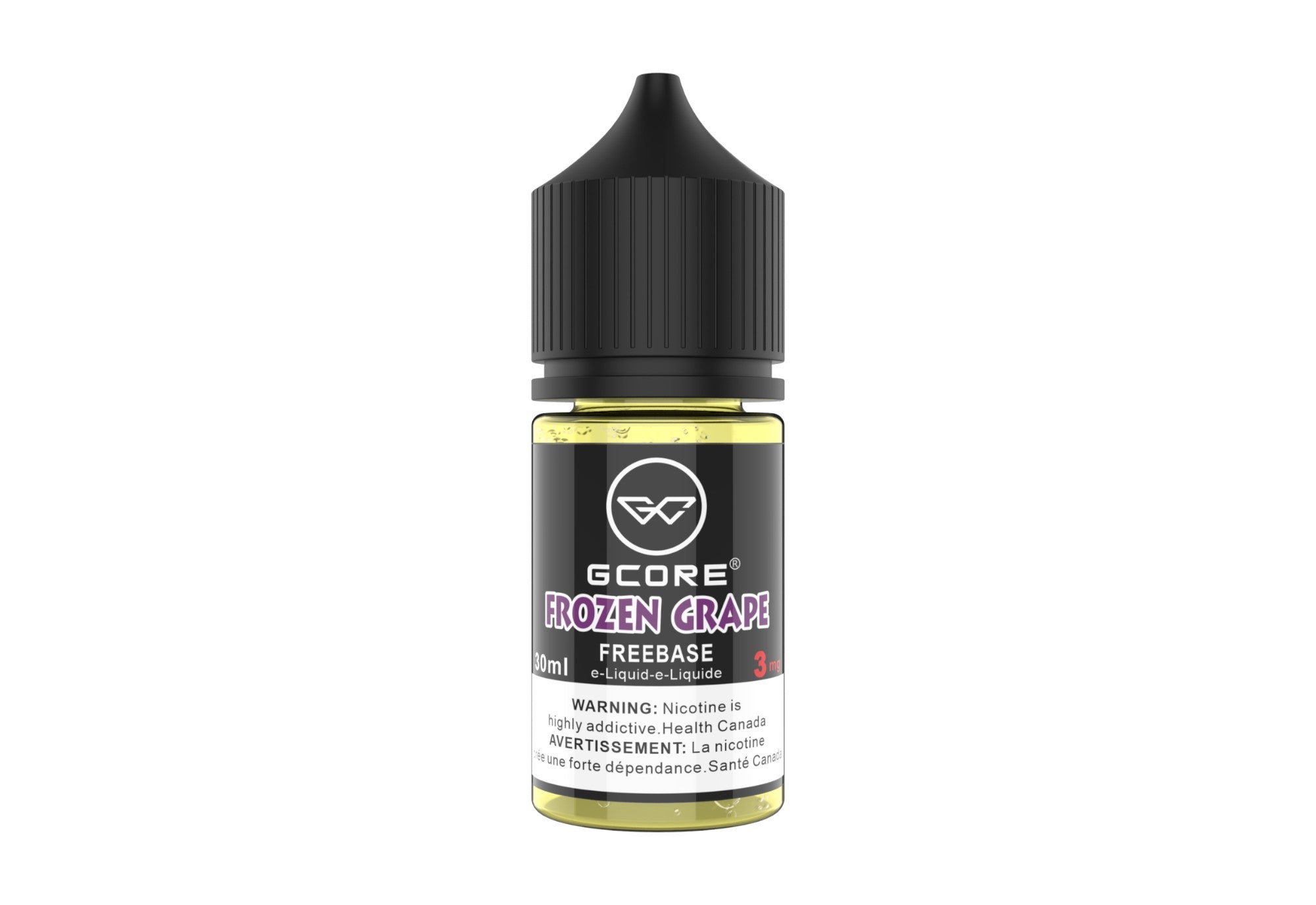 Gcore Frozen Grape e-liquid bottle on a white background